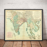 Alte Karte der Ostindien, 1794 - Indien, Hindustan, China, Vietnam, Thailand, Siam, Birma, Malaysia, Vietnam, Pegu 