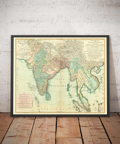 Old Map of the East Indies, 1794 - India, Hindustan, China, Vietnam, Thailand, Siam, Burma, Malaysia, Vietnam, Pegu