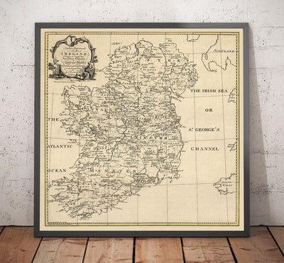 Old Map of Ireland Family Names, 1795 - O'Neill, O'Brien, O'Leary, O'Sullivan, O'Conor, O'Flaherty, O'Dowd, etc