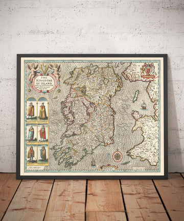 Alte Karte von Irland, Éireann 1611 von John Speed - Schöne antike Vintage-Karte 