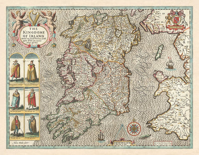 Old Map of Ireland, Éireann 1611 by John Speed - Beautiful Antique Vintage Map
