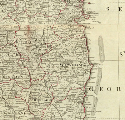 Old Map of Ireland in 1790 by John Rocque - Rare Large Wall Chart