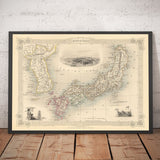 Alte Karte von Japan & Korea, 1851 von Tallis und Rapkin - Kyushu, Honshu, Shikoku, Hokkaido, Tokio, Seoul 
