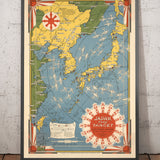 Mappa Pictoriale della Seconda Guerra Mondiale "Giappone il Target", 1942 di Ernest Dudley Chase - Carta di Bombardamento Illustrata della Vecchia WW2 - Cina, Giappone, Corea 