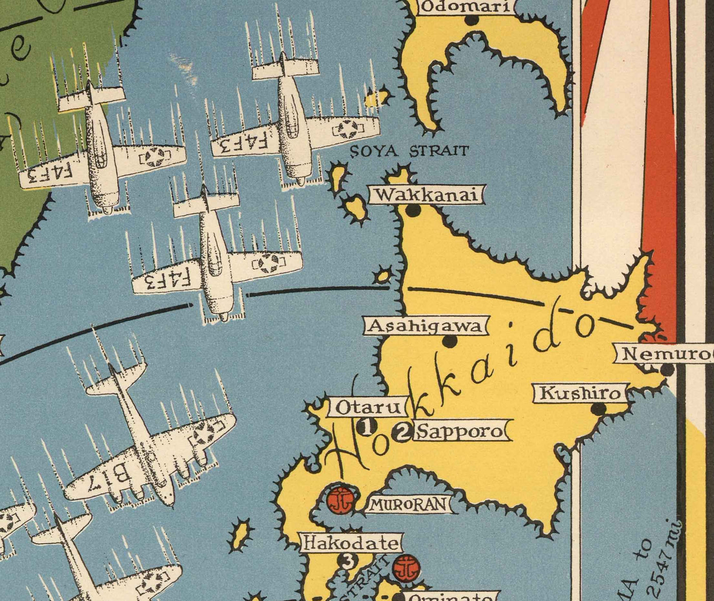 World War 2 "Japan the Target" Pictorial Map, 1942 by Ernest Dudley Chase - Illustrated Old WW2 Bombing Chart - China, Japan, Korea