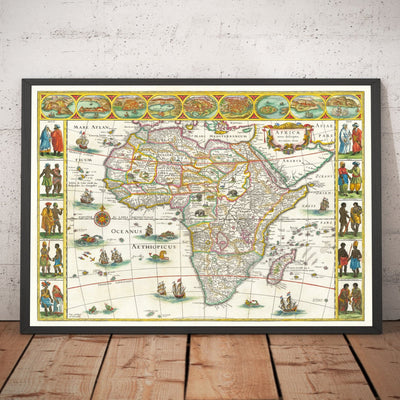 Old Map of Africa by Johannes Blaeu, 1635 - Rare Atlas Colonial Continent Map