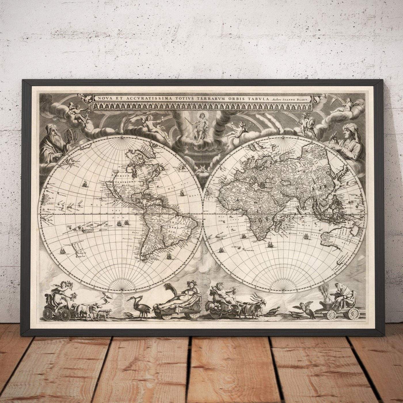 Old World Atlas Map, 1662 by Joan Blaeu - Rare Monochrome Wall Art