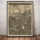 Old Map of London, 1746 by John Rocque, D1 - Holborn, Clerkenwell, Farringdon, Barbican, Westminster, City of London, Smithfield Market