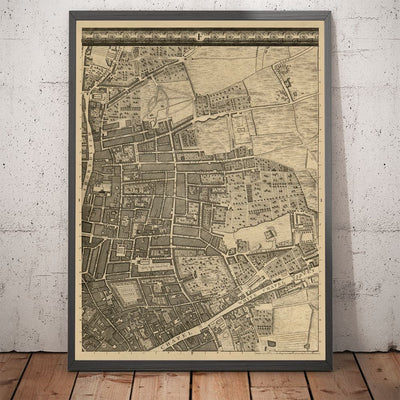 Old Map of London 1746 by John Rocque - F1 - Shoreditch, Spitalfields, Brick Lane, Whitechapel, East London, Hackney, Tower Hamlets, E1