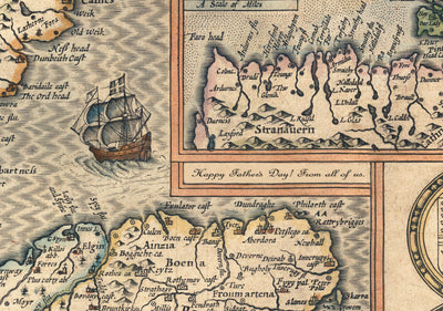Ancienne carte du Sutherland en 1665 par Joan Blaeu - Dornoch, Tain, Brora, Skelbo, Helmsdale