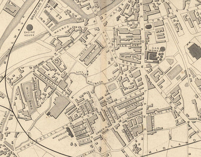 Rare Old Map of Leeds in 1851 by John Rapkin
