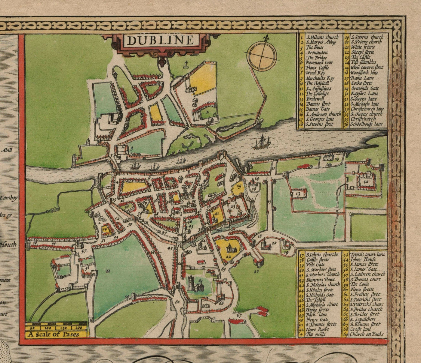 Old Map of Leinster, Ireland in 1611 by John Speed - County Dublin, Kilkenny, Meath