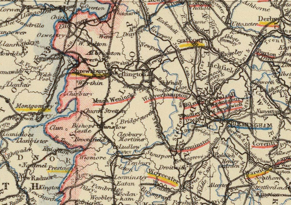 Old Rail Map of England and Wales, 1883: Letts's Railway & Statistical Map - Train Network Chart