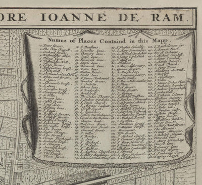 Rare Old Map of London in 1690 by Joannes de Ram
