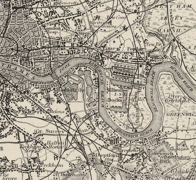 Old Map of London & Suburbs, Environs by G.W. Colton, 1886