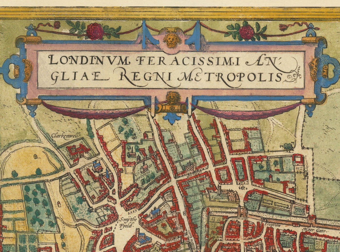 Very Old Map of London, 1572 by Georg Braun - City of London, Westminster, Southwark