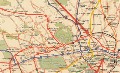 Old Map of the London Underground Tube in 1922