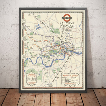 Mappa della metropolitana di Londra rara e antica, 1928 - Covent Garden, Piccadilly Circus, Linea Centrale e District 