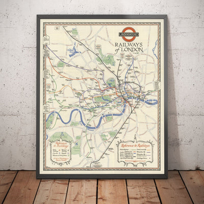 Rare Old London Underground Tube Map, 1928 - Covent Garden, Piccadilly Circus, Central & District Line