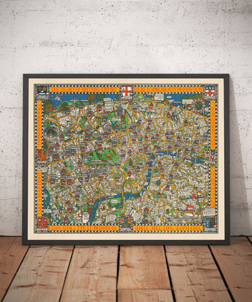 Alte Karte von London, 1928 von Max Gill - Die "Wonderground" U-Bahn-Karte, die die U-Bahn gerettet hat 