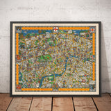Alte Karte von London, 1928 von Max Gill - Die "Wonderground" U-Bahn-Karte, die die U-Bahn gerettet hat 