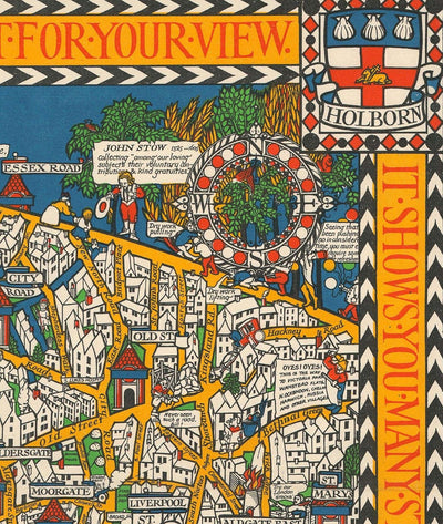 Old Map of London, 1928 by Max Gill - The "Wonderground" Underground Map That Saved The Tube