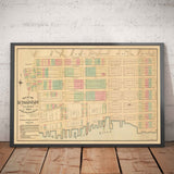 Alte Karte von Lower East Side & Two Bridges, NYC 1874 - Manhattan Straßen, Rutger's Farm, East River 
