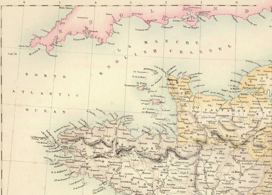 Mappa antica della Francia e delle sue possessioni straniere, 1872 di Archibald Fullarton - Algeria, Guiana Francese, Corsica, Le Alpi, Martinica 