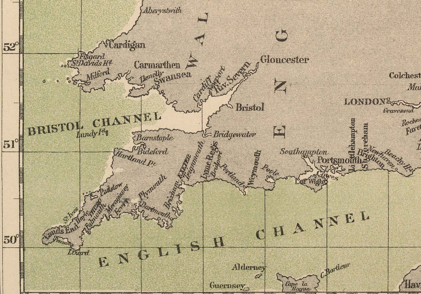 Old Mackerel Fish Map of the North Sea, 1883 by O.T. Olsen - Mackerel Fishing, Distribution, Spawning, Etc.