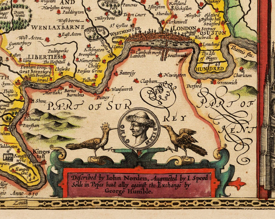 Old Map of Middlesex by Samuel Lewis, 1844: London, Westminster,  Kensington, Chelsea, Richmond – The Unique Maps Co., image size:1080x858