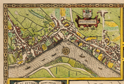 Old Map of Middlesex in 1611 by John Speed - West London, North London, Westminster