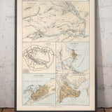 Old Map of Ancient Cities in North Africa and the Middle East, 1874 by Smith - Troy, Carthage, Nineveh, Constantinople, Alexandria