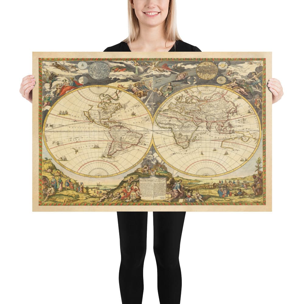 Old World Atlas Map, 1700 by Paolo Petrini - Rare Antique Handcoloured Map