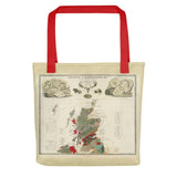 Scotland Tote Bag with vintage map print of Geological & palaeontological map of Scotland 1854, by A.K. Johnston and E.Forbes