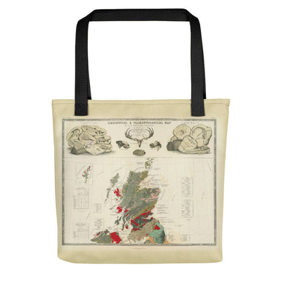 Scotland Tote Bag with vintage map print of Geological & palaeontological map of Scotland 1854, by A.K. Johnston and E.Forbes