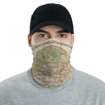 Londoner Gesichtsmaske / Halsmanschette mit altem Kartendruck von Mogg&