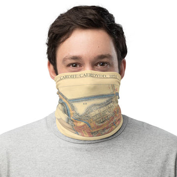 Maschera per il viso di Cardiff / Gaiter per il collo / Snood con mappa vintage dell&