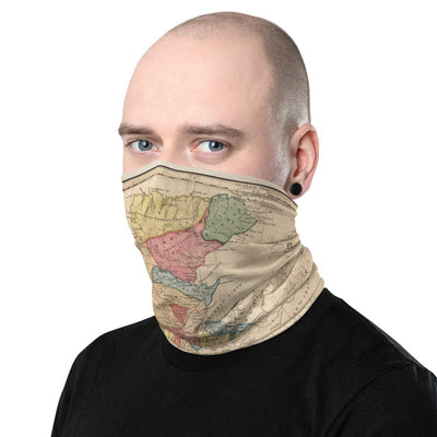 Scotland Clan Face Mask / Neck Gaiter / Snood with vintage map of the Highlands of Scotland by WH Lizars, 1822