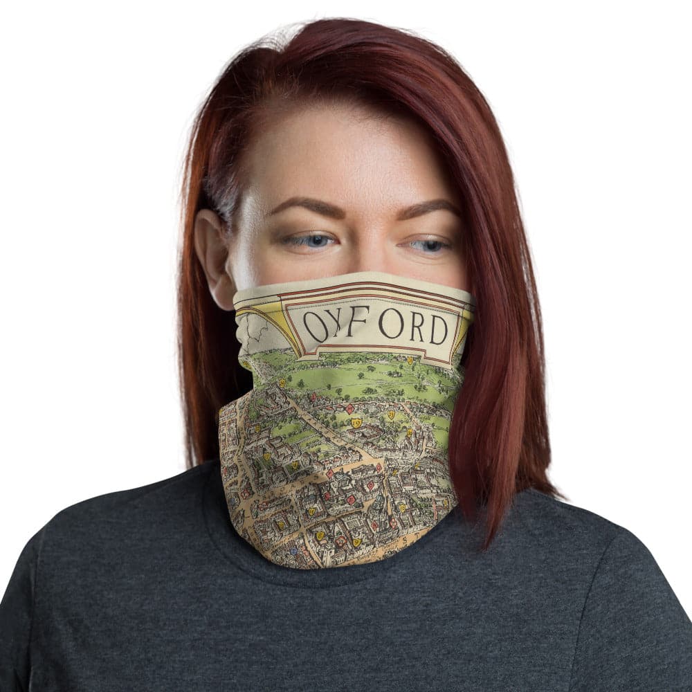 Oxford Face Mask / Neck Gaiter with vintage map print of Oxford in 1929 by Spencer Hoffman