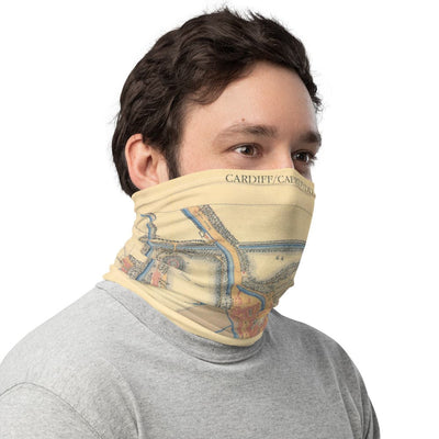 Cardiff Face Mask / Neck Gaiter / Snood with vintage Ordnance Survey map of Cardiff, 1851