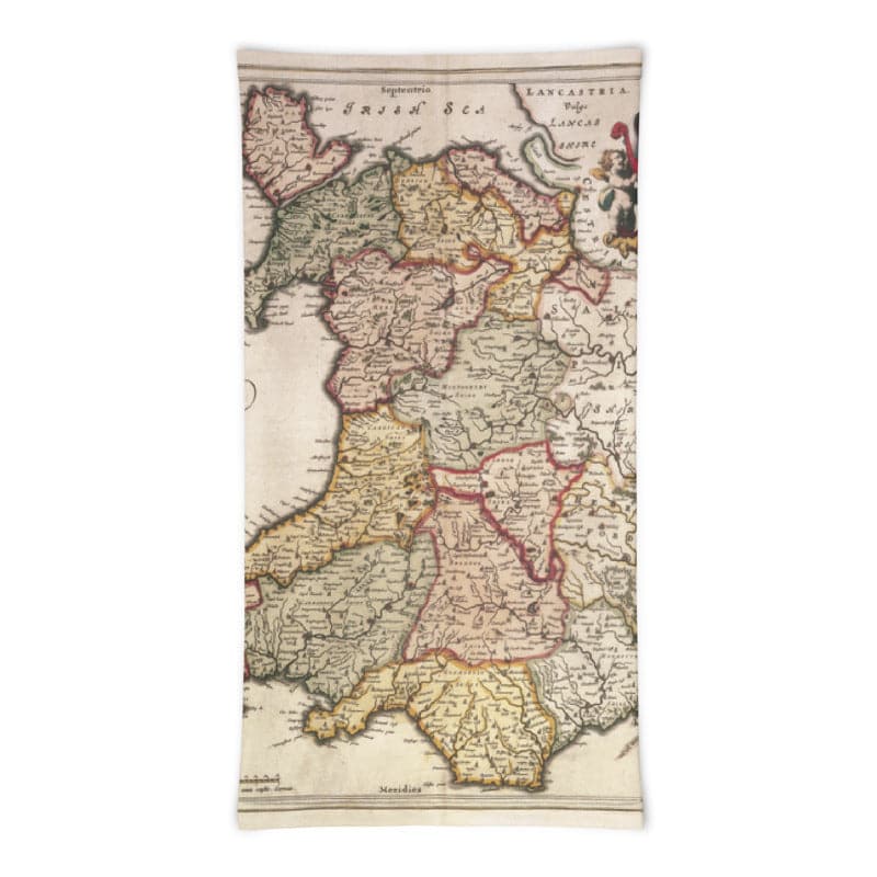 Wales Face Mask / Neck Gaiter / Snood with ancient map of Wales by Jean Blaeu in 1645