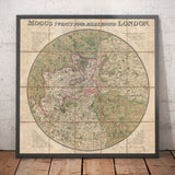 Ancienne carte de Londres : Les 24 miles de Mogg autour de Londres, 1820