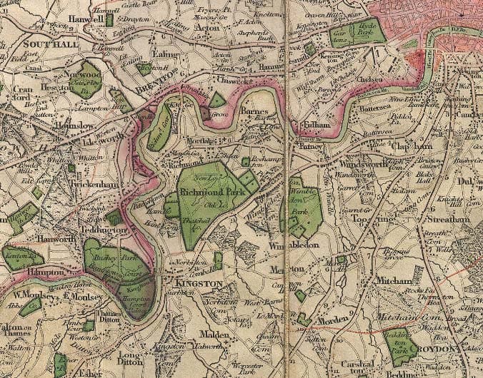 Old London Map: Mogg's 24 miles around London, 1820