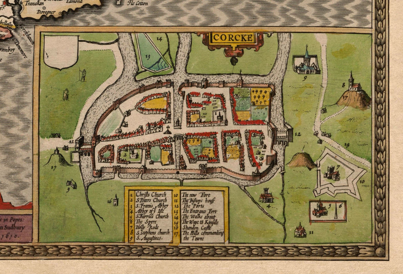 Old Map of Munster, Ireland in 1611 by John Speed - County Cork, Clare, Kerry, Limerick, Tipperary