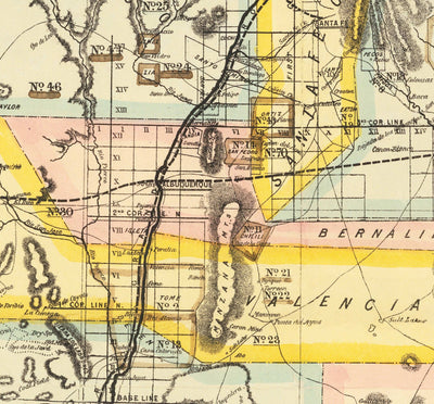 Old Map of New Mexico Territory, USA, 1873 - Land Grants, Rio Grande, Native Americans, Sante Fe, Rocky Mountains
