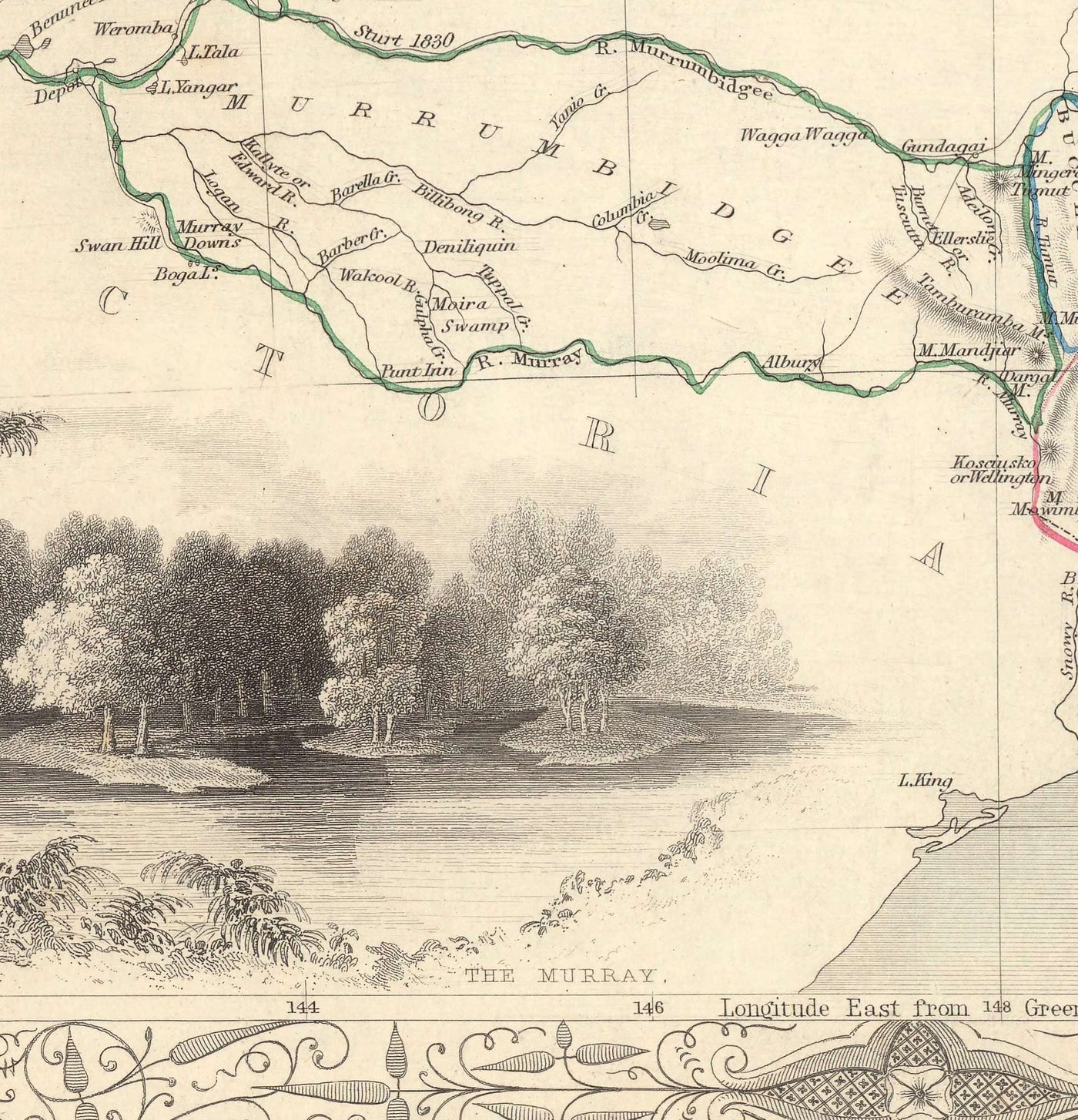 Old Map of New South Wales, Australia 1851 by Tallis & Rapkin - Sydney, Newcastle, Brisbane, Botany Bay, NSW Counties
