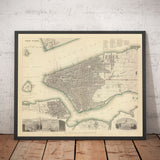 Ancienne carte de New York, USA en 1840 - Manhattan, Brooklyn, Williamsburg, Hudson River