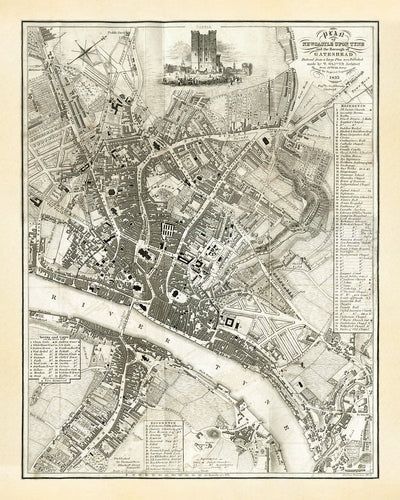 Old Map of Newcastle upon Tyne and Gateshead by Thomas Oliver, 1830