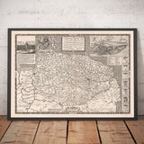 Ancienne carte de Norfolk, 1611 de John Speed ​​- Norwich, Great Yarmouth, King's Lynn, Thetford, Fakenham
