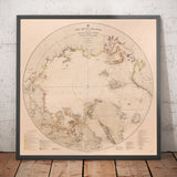 Mapa de exploración del Viejo Polo Norte, 1896 por la Marina de los EE. UU. - Svalbard, Islandia, Groenlandia, exploradores del Círculo Ártico 